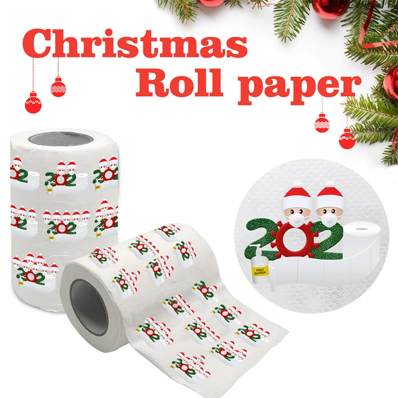 Christmas Santa Claus Print Bath Toilet Roll Paper, Home Decor, Xmas Supplies