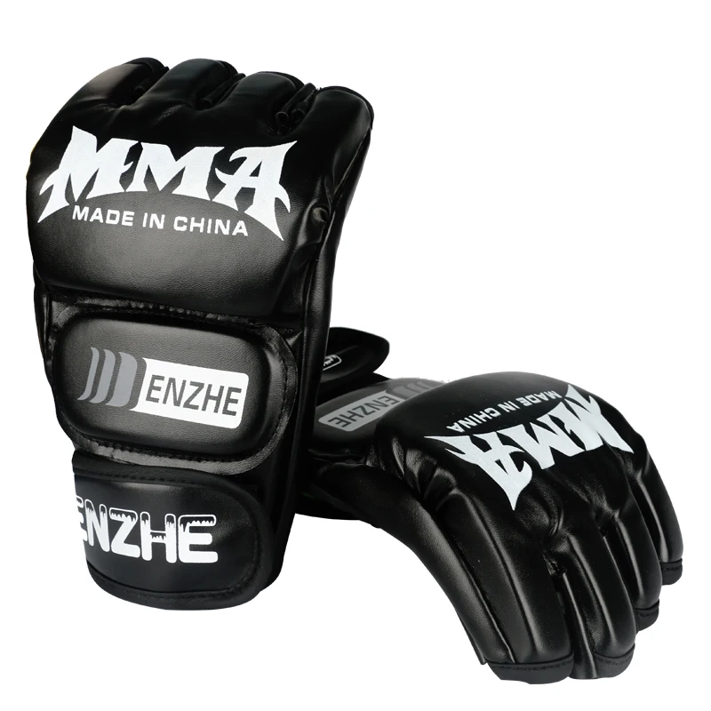 

Новинка, боксерские перчатки ENZHE Для MMA, перчатки с полупальцами, Санда, муай тай, искусственные профессиональные перчатки для карате, тренировочные перчатки для тхэквондо