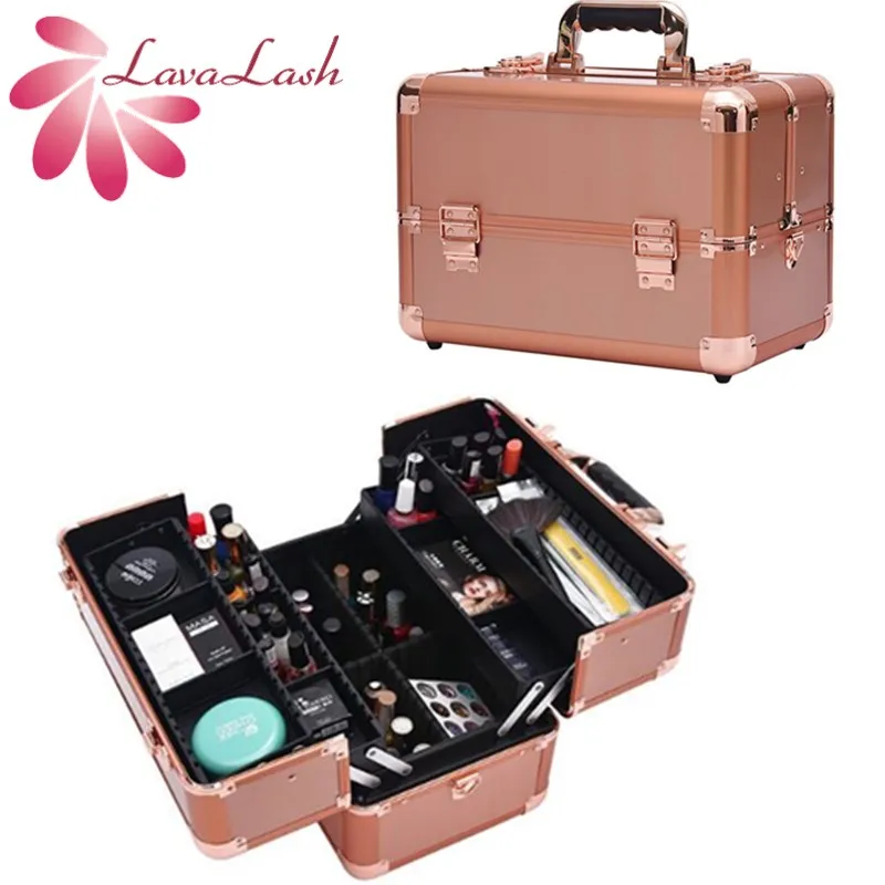 Multifunctional Cosmetic Case large With Dividers Make up Bag Hand-held Makeup Tool Kit Box Cosmetics Storage Case Toiletry Bag