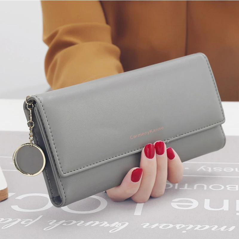 Fashion Women Wallets Brand Designer Long Tri-fold Purse High Quality PU Leather Female Clutch Card Holder Cartera Mujer