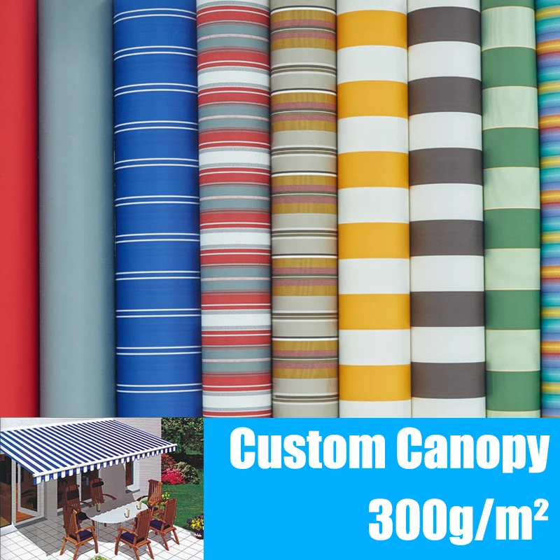 Custom Size 300GSM Waterproof Fabric For Cafe Shop Store Banner Outdoor Telescopic Tent Sunshade Awning Cloth