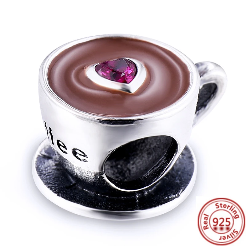 جديد راقصة الرقص الملكة فنجان القهوة 925 الفضة الخرز صالح الأصلي باندورا Charms سوار الإسورة DIY بها بنفسك النساء مجوهرات اكسسوارات #2