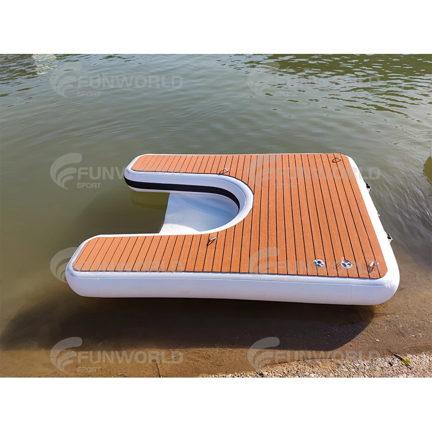 FUNWORLD Drop Stitch Floating Inflatable Jet Ski Dock / inflatable pontoons For Jetski and seabob