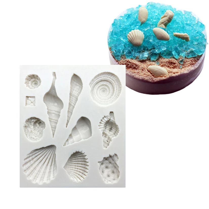

3D силиконовые формы ракушек и ракушек, помадка, торт, шоколад, конфеты, Jello, силиконовые инструменты для украшения