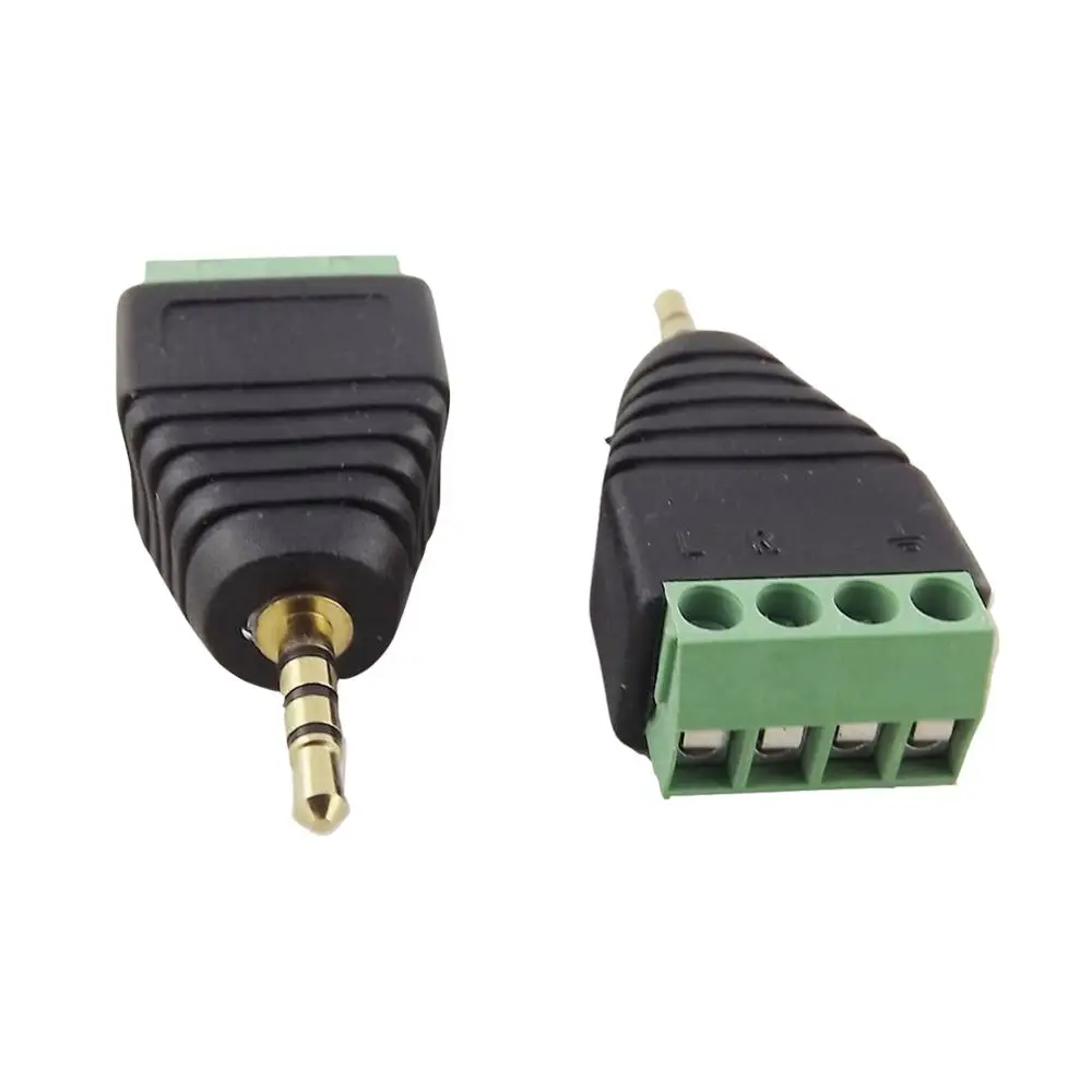 Adaptateur de Terminal vidéo Balun, 2x2.5mm, 4 pôles stéréo, prise mâle TRRS vers vis AV