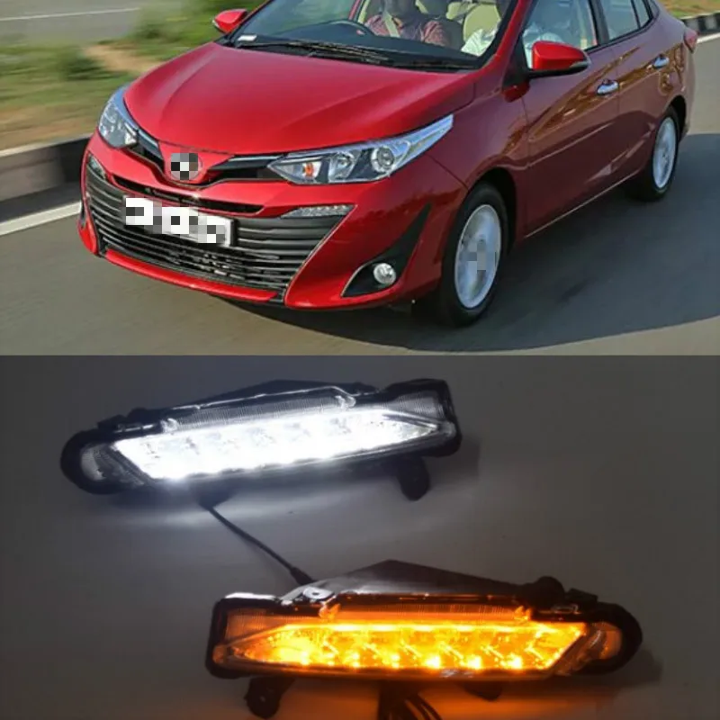 

DRL For Toyota Yaris 2017 2018 2019 Waterproof 12V LED Daytime Running Light Daylight drifog lamp with Turn Signal style Relay