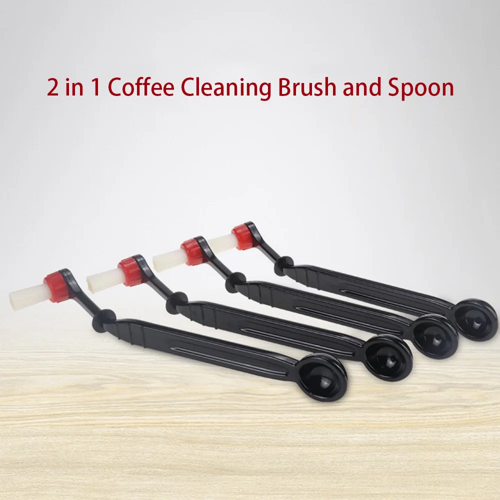 Coffee Machine Brush Cleaner with Spoon 2 in 1, Barista Espresso Machine Brush Replacement Head, Coffee Cleaning Tool