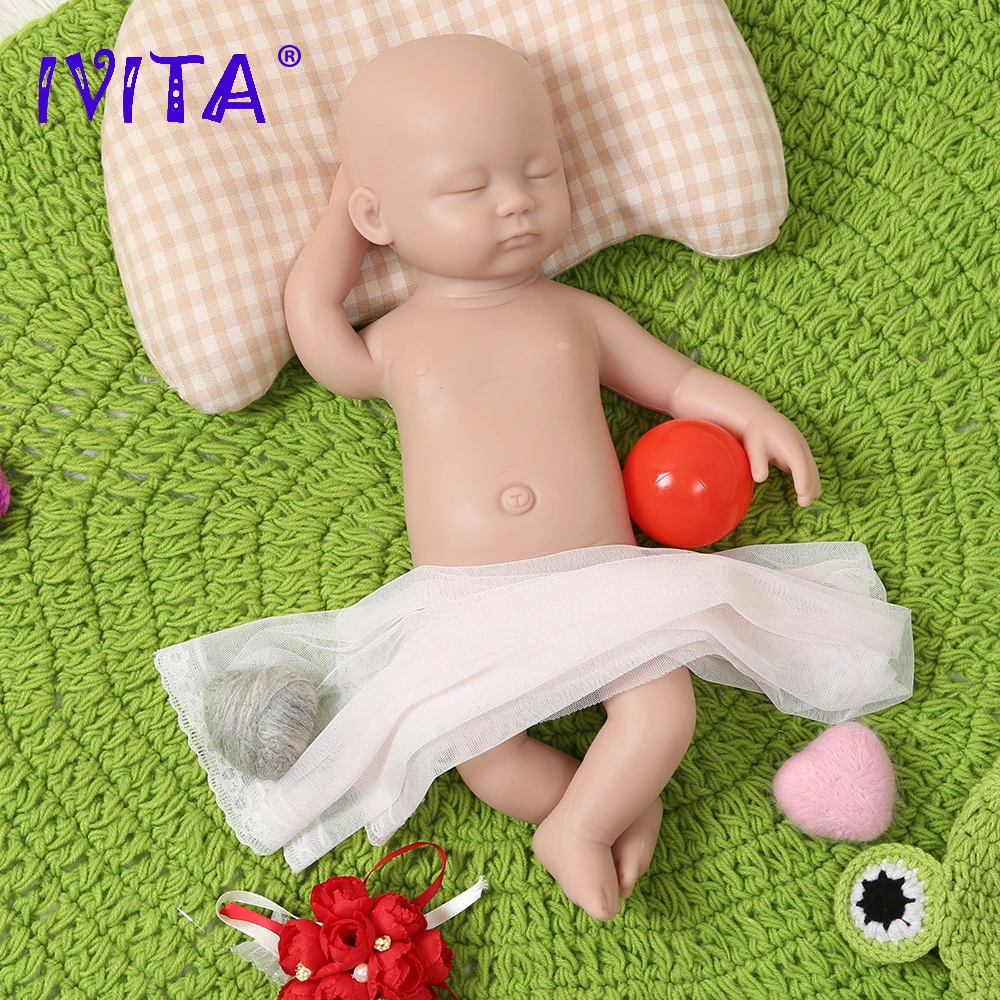 IVITA WG1509 15inch 1420g Full Body Silicone Reborn Baby Dolls Unpainted Unfinished Soft Girl Doll DIY Blank Children Toys