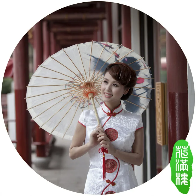 Chinese handmade lotus picture traditional craft umbrella parasol dance decoration gift cosplay gift women oiled paper umbrella