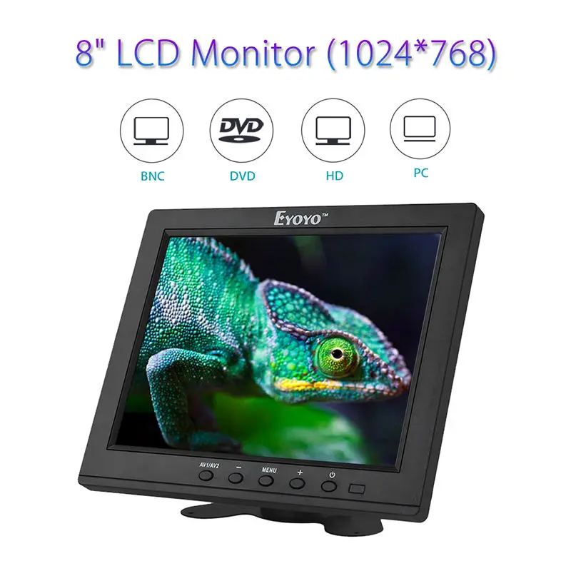 Eyoyo 8 Inch HDMI Monitor 1024x768 Resolution Display Portable 4:3 TFT LCD Mini HD Color Video Screen