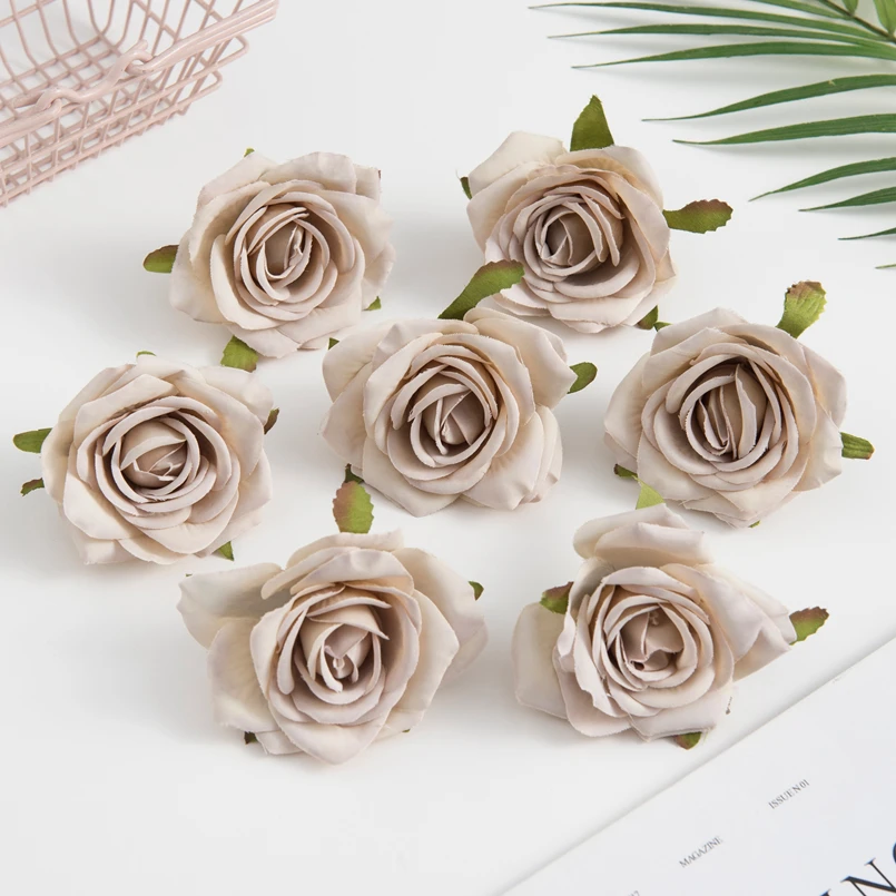 100PCS Künstliche Blumen Günstige Weihnachten Kränze Hochzeit Party Dekoration Diy Geschenke Box Scrapbooking Gefälschte Seide Rosen Kopf