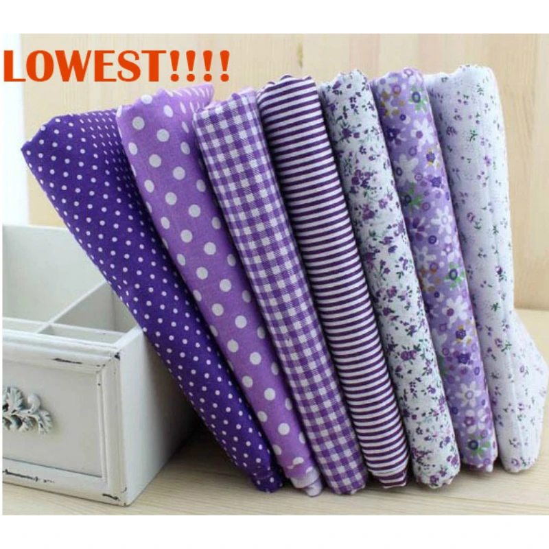 Booksew 50cm*50cm 7 pieces Purple Cotton Fabric Fat Quarter Bundle Telas Patchwork Quilting Tilda Fabric Sets Sewing