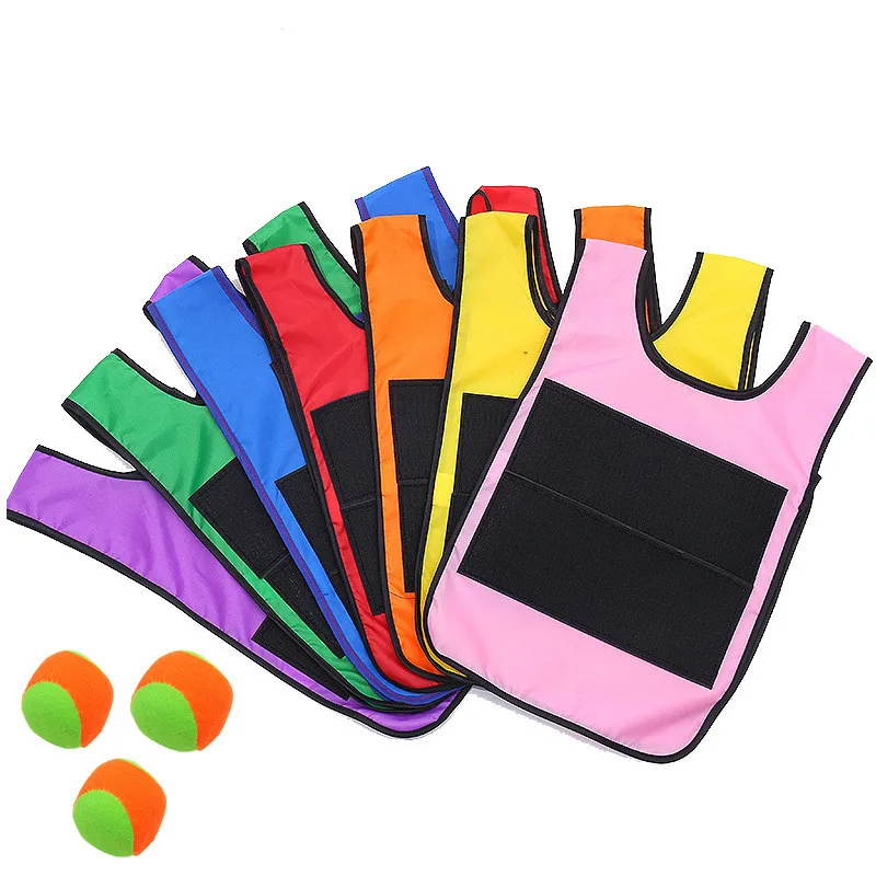 Kinderen Sport Spel Rekwisieten Vest Sticky Jersey Vest Spel Vest Met 5 Kleverige Bal Gooien Speelgoed Voor Kind Outdoor Fun sport Speelgoed