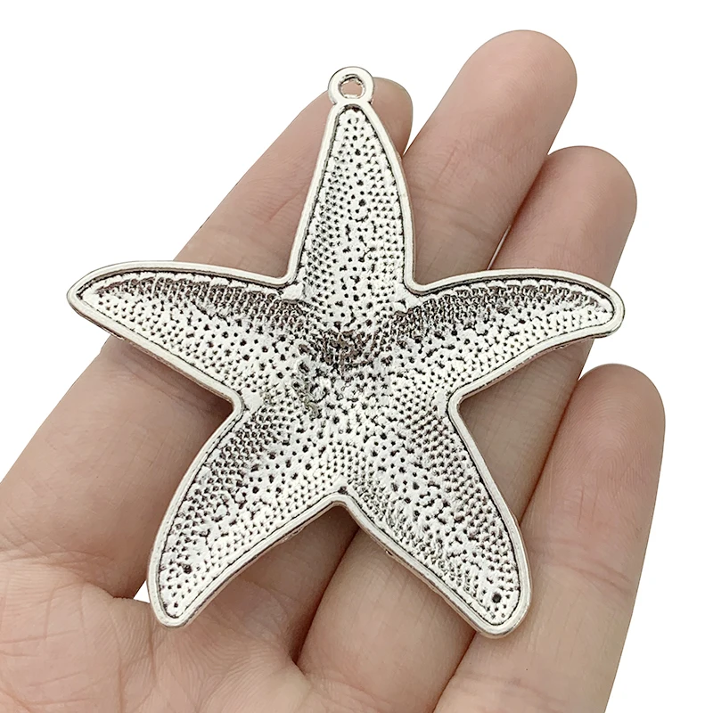 2 x Tibetan Silver Color Metal Starfish Sea Star Charms Pendants For DIY Necklace Jewellery Making Findings Accessories 65x60mm