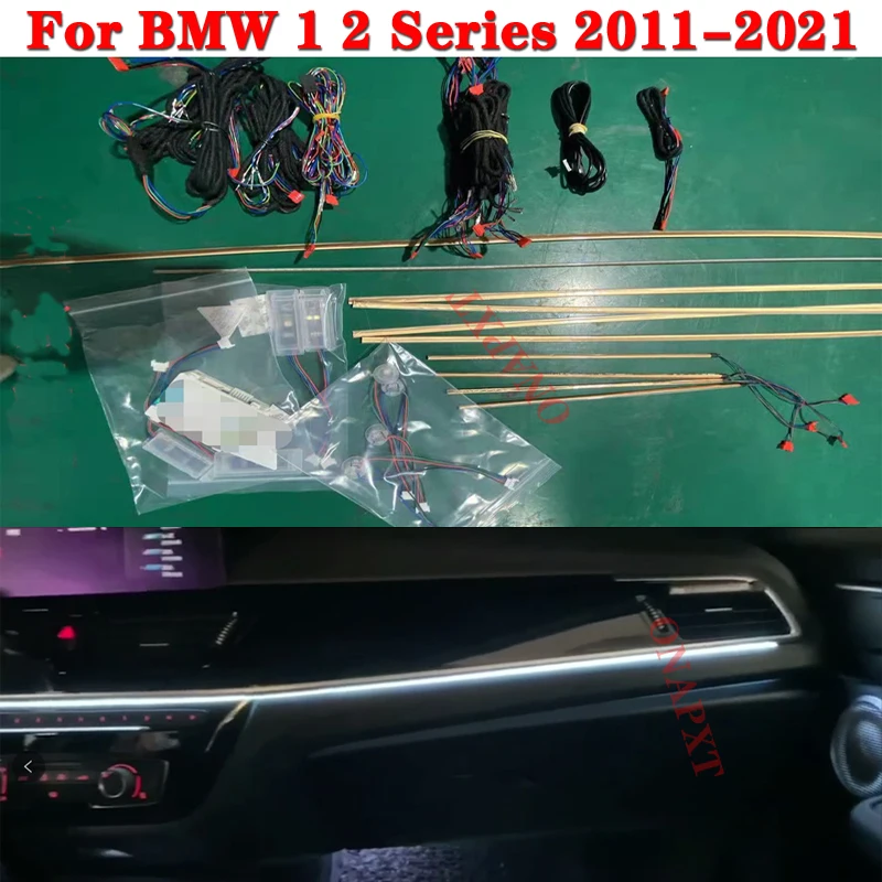 Universal Ambient Light Set For BMW 1 2 Series 2011-2021 F20 F21 F22 F23 F44 Decorative Neon LED Bar Atmosphere Strips 8 Colors