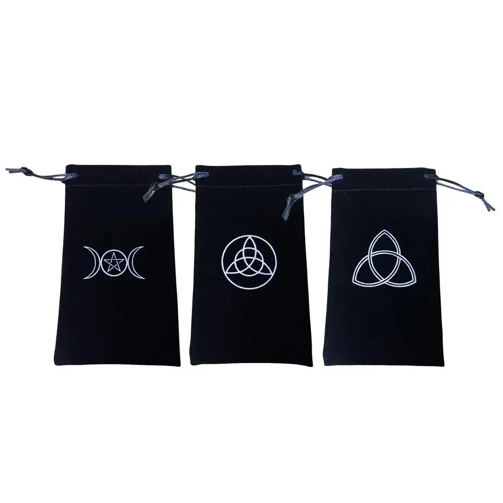 Flocking Tarot Card Storage Bag Toy Jewelry Mini Drawstring Bag Family Board Games Witchcraft Tarot Cards Storage Drawstring Bag