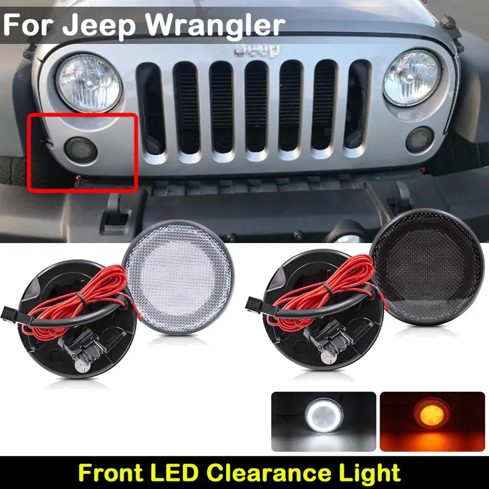 For Jeep Wrangler JK 2007-2017 Car front LED amber turn signal light indicator lamp white Position lights