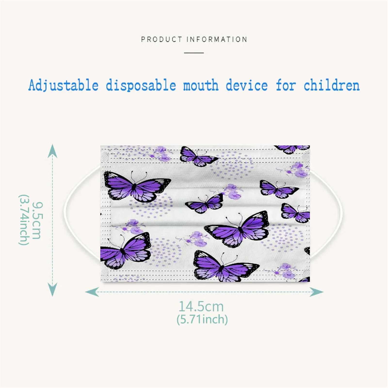 100Pc/50Pc เด็ก Disposable Face Mask Butterfly พิมพ์หน้ากากป้องกันใบหน้า Breathable คุณจากรังสี UV สวยเนียนสว่างใสติดทนนานเบอร์ #02ขนาด12กรัมฟรีอะแดปเตอร์ชาร์ทแบตในรถยนต์แบบ3-Layer Mask masque Enfant Jetable