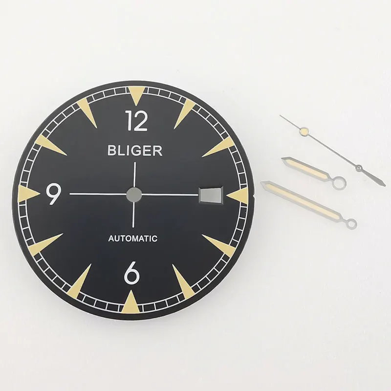 

Bliger 33.2mm Watch Parts Dial+hands green Luminous Fit for NH35 NH36 Automatic Movement