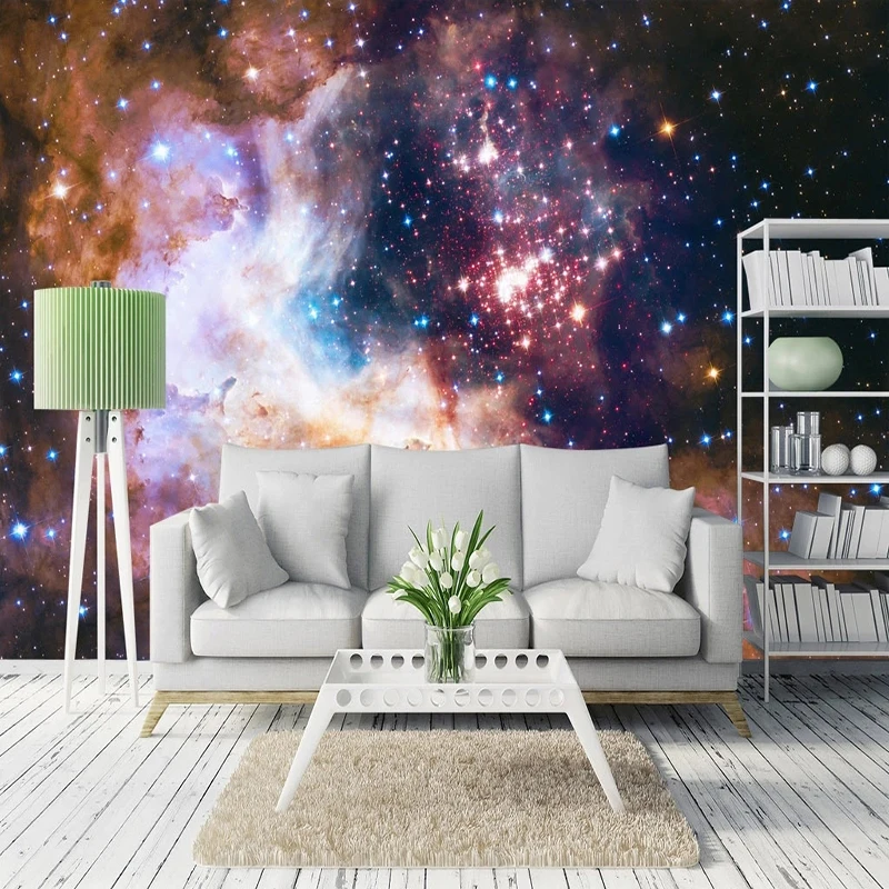 

Papel De Pared Dazzling Starry Sky Beautiful Fantasy Universe Photos Wallpapers Mural Living Room TV Sofa Background Wall Decor