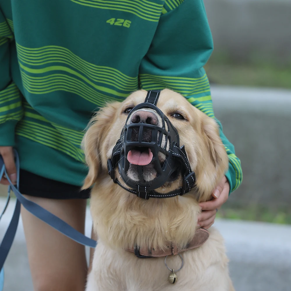 HOOPET Durable Outing Pet Masks Golden Retriever Alaska Muzzle Anti-bite Dog Mouth Basket Breathable Silica Gel Safety Masks