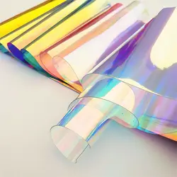 7PCS Wholesale Iridescent Holographic Clear Transparent PVC Fabric Laser Rainbow Vinyl DIY Bow Earring Making Craft Bag 20 x30CM