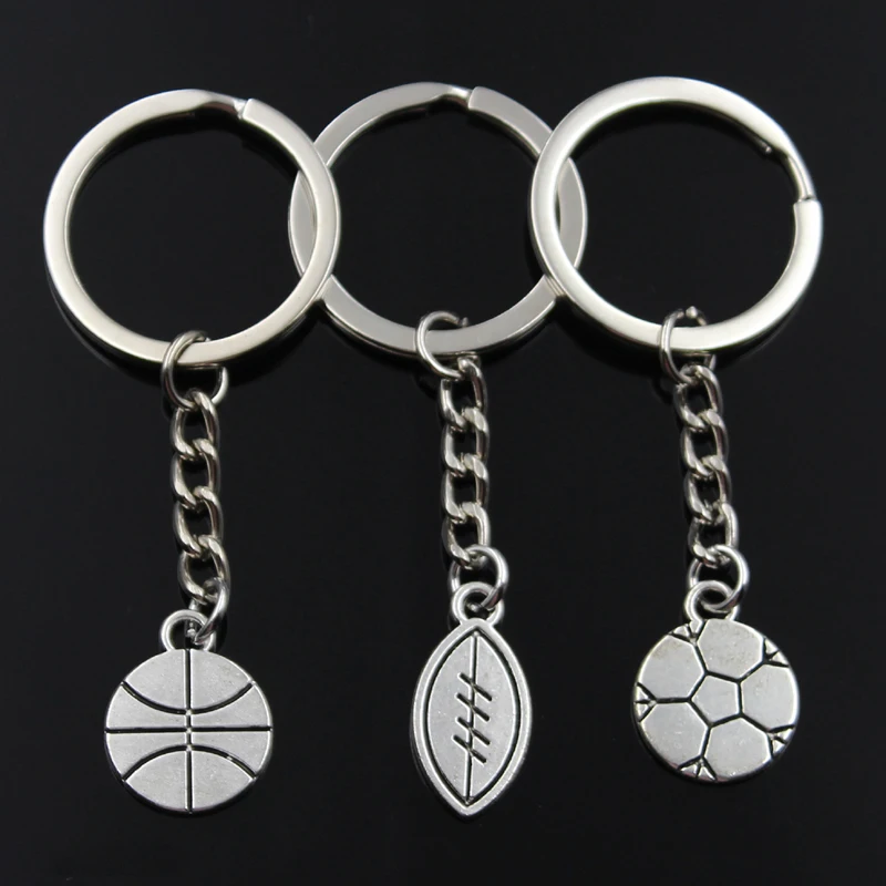 Fashion Keychain Soccer Football Baseball Silver Color Pendants DIY Men Jewelry Car Key Chain Ring Holder Souvenir For Gift