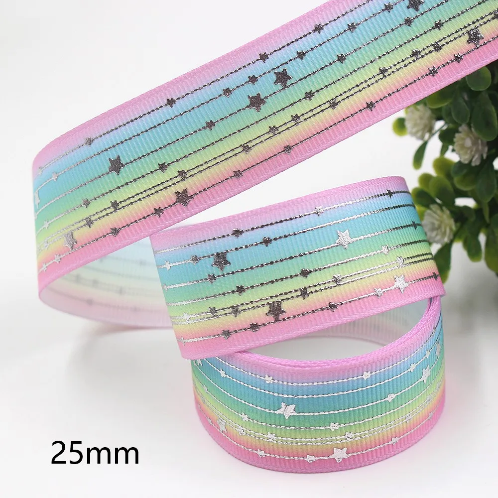 Silver Star Shiny Glitter Grosgrain Ribbon 1\