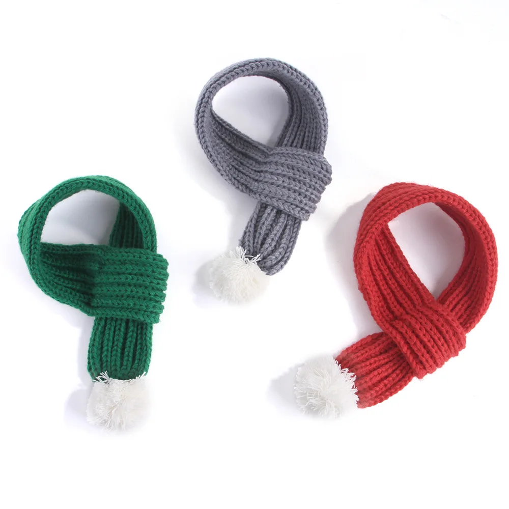 3pcs Pet Fashion Christmas Knit Scarf Cat Dog Scarf Accessories Winter Warm Pet Supplies Red Gray Green Qianyi