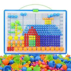 296PCS Mushroom Nail DIY Handmade Toys Children's Montessori Educational Toys Intelligent 3D Puzzle Game Jigsaw Board Gifts