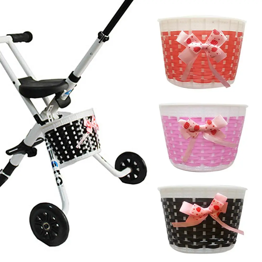 Lightweight Elastic Plastic Kids Bicycle Basket Portable Bow-knot Basket Pannier Suitable for Children Bike Scooter Strollers