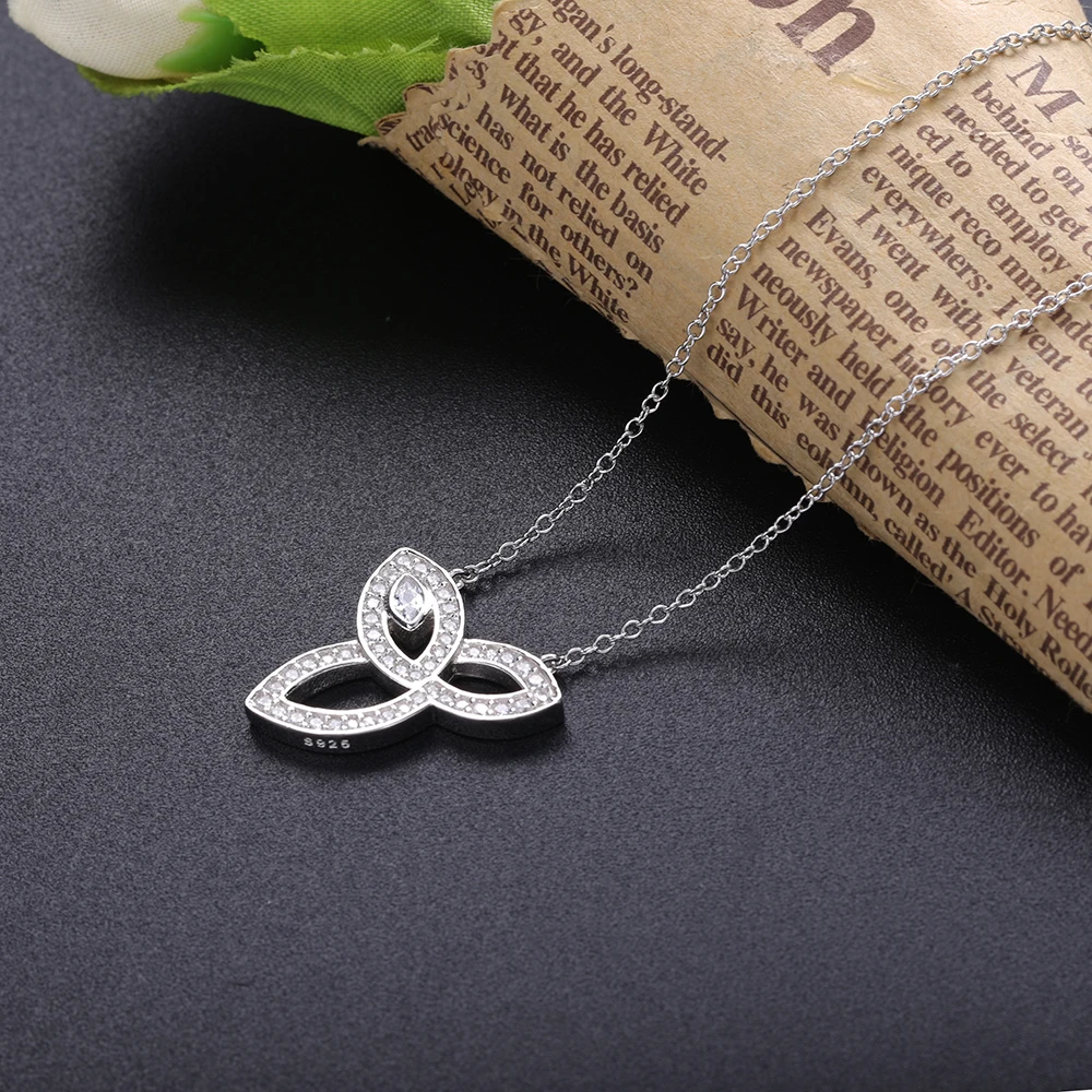 SHADOWHUNTERS Argent 925 Sterling Silver Three Leaves Pendant CZ Necklaces 925 Silver Women Party Fashion Jewelry Women Gift