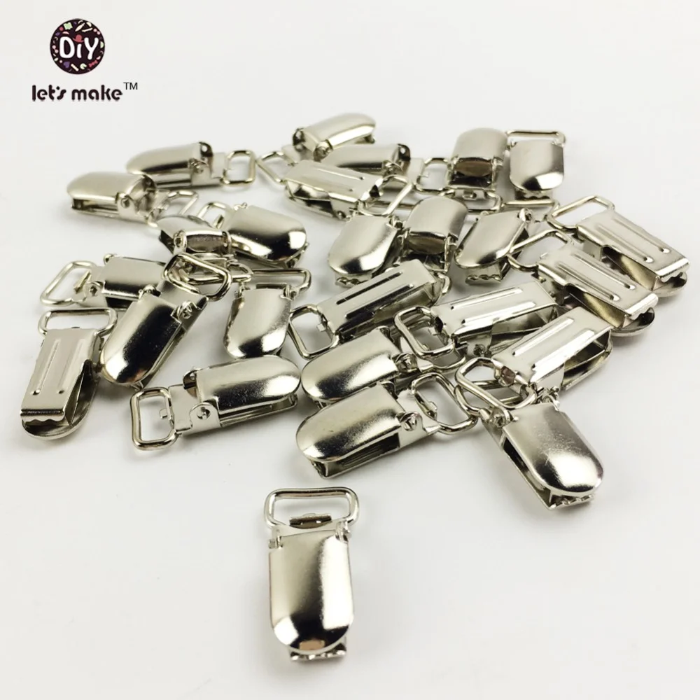 

Let's Make Metal Pacifier Clips Suspender Clip 1.1" 50pc Silver Suspender Clip Dummy Clips Pacifier Chain For Kids