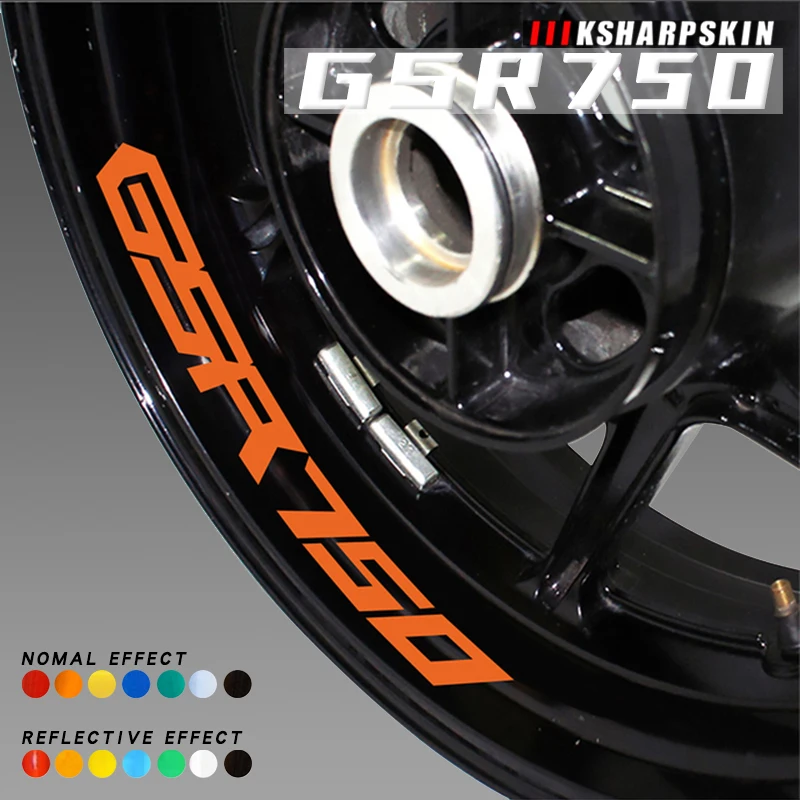 

Reflective motorcycle wheel decoration logo stickers night warning decals rim protection film for SUZUKI GSR750 GSR 750 gsr750