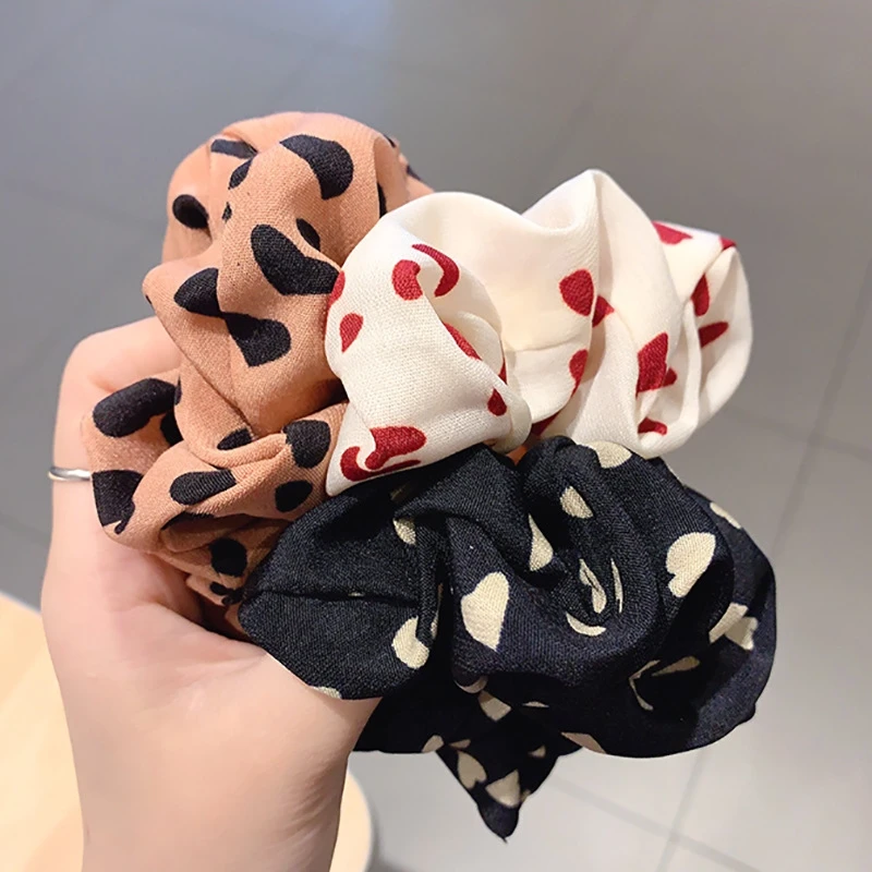 Korean Fashion Hair Bands for Girl Women Cute Heart Rubber Band Elastic Hair Accessories Scrunchie Ponytail Holder Headband Gift