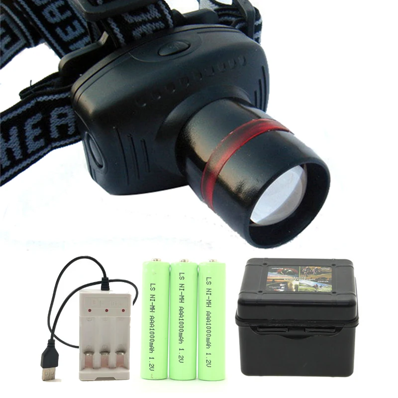 Litwod Zoom lens AAA Battery Head Lamp Mini LED Headlamp 3 Mode Energy Saving Outdoor Head light Camping Headlight