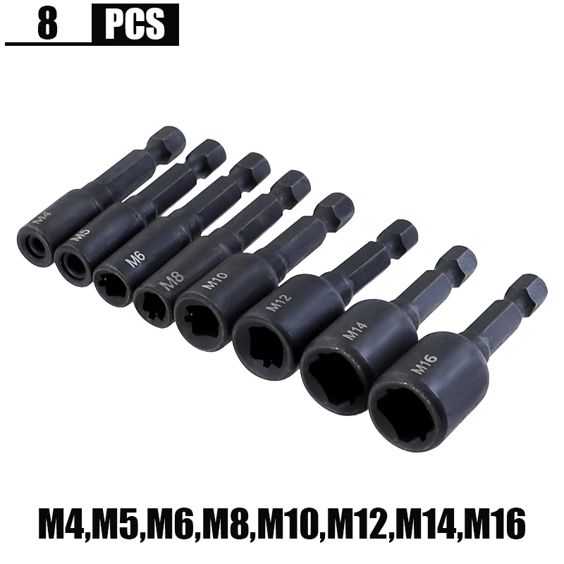 6pcs Tap Die Socket Adapter 1/4 ''Hex Shank Machine Schroef Metrische Plug Threading Tool voor Elektrische Boor M4 M5 M6 M8 M10 M12