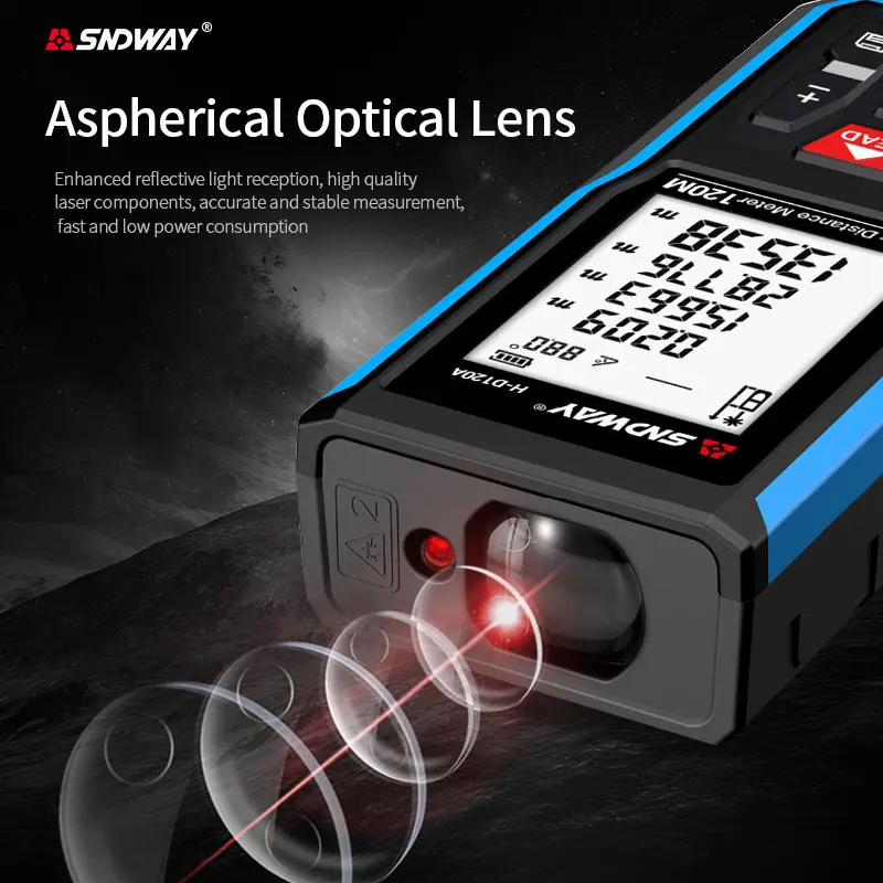 SNDWAY เลเซอร์ระยะทาง50เมตร70M 100M 120M Range Finder อิเล็กทรอนิกส์ระดับไม้บรรทัดเลเซอร์เทปวัด Lazer Metreler
