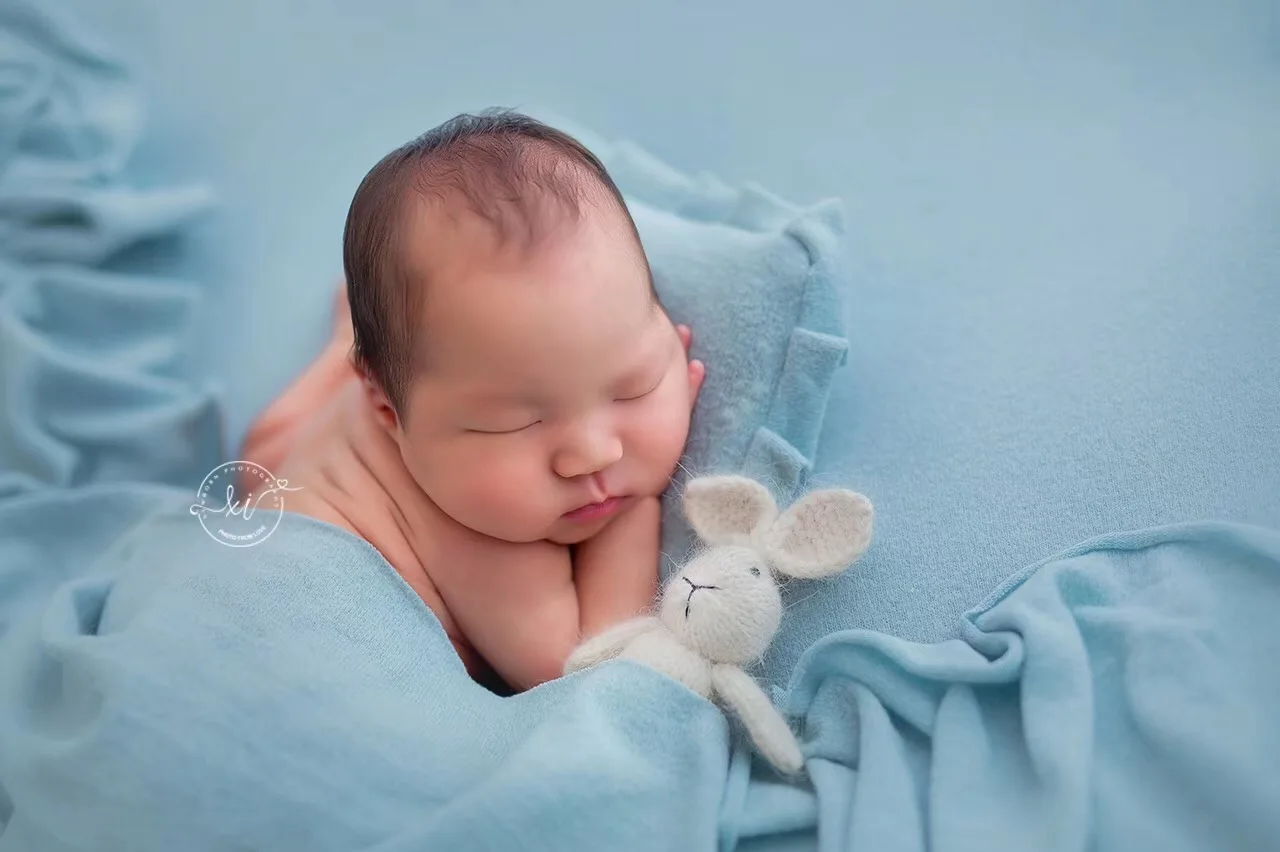 Handgemachte Puppen Gestrickte Kaninchen Bär Neugeborenen Fotografie Requisiten Baby Fotografie Studio Zubehör