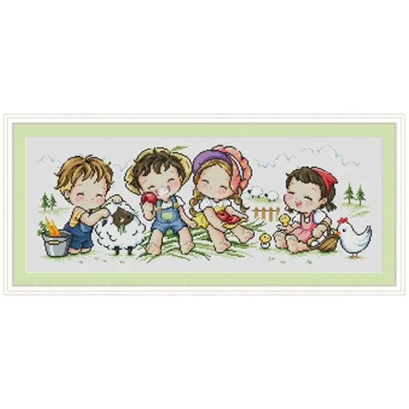 Farm story patterns Counted Cross Stitch 11CT 14CT 18CT DIY wholesale Chinese Cross Stitch Kits Embroidery Needlework Sets