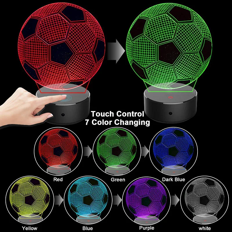 Soccer Ball Shaped Night Lights Colorful Lamp Football Sport Fans Gifts Club Bar Home Decoration Kids Birthday Gift