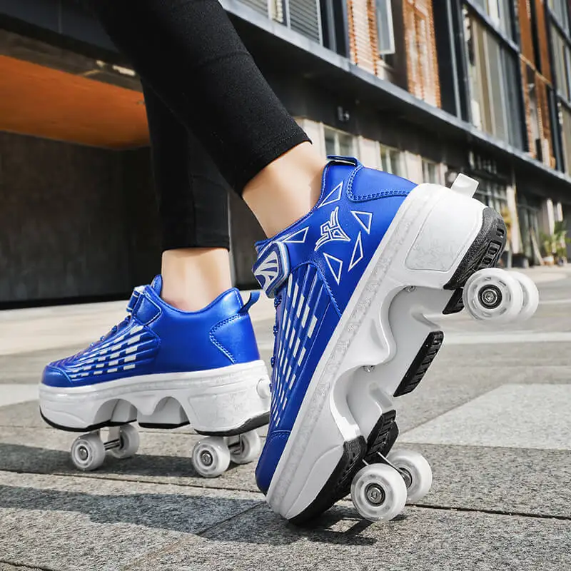 Fashion Deformation Roller Skates Shoes Four-Wheels Parkour Roller Skates Women Men Roller Shoes Children Adult Running Sneakers