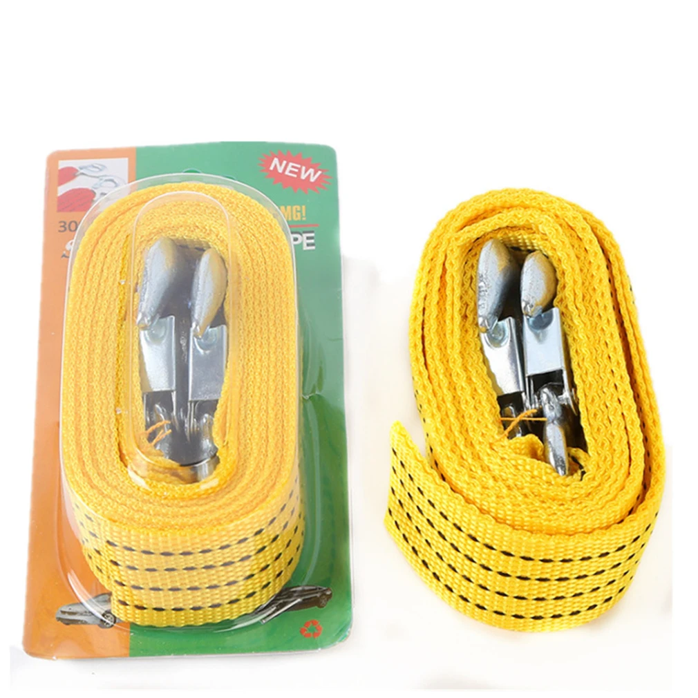 Heavy Duty Car Tow Rope Strap Belt High Strength Nylon Strap with Strong Metal Hook Towing Cable for Trailer