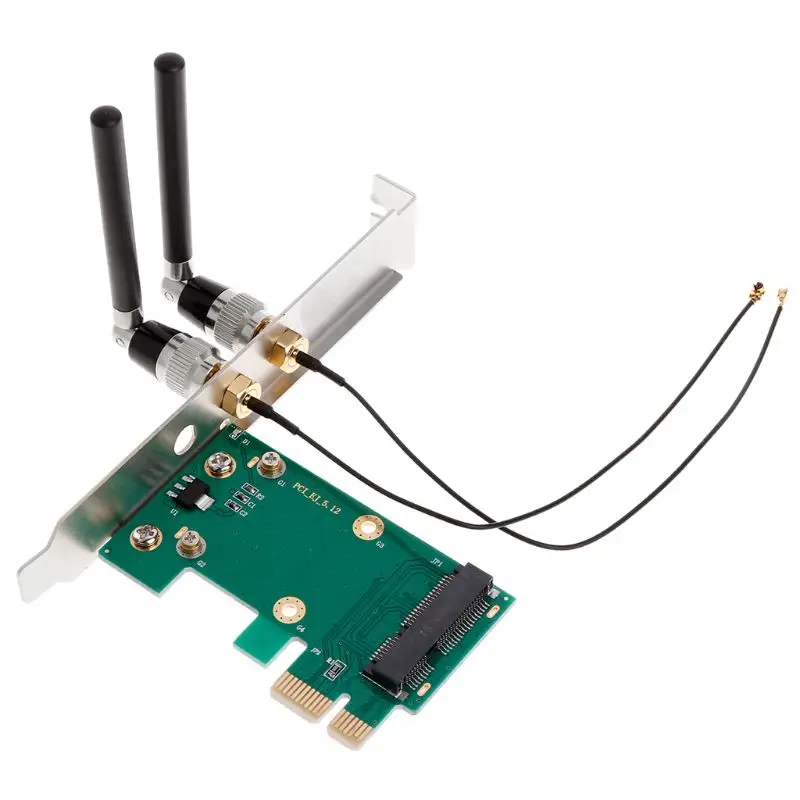 

Беспроводная Wi-Fi сетевая карта Mini PCI-E к PCI-E 1X настольный адаптер + 2 антенны