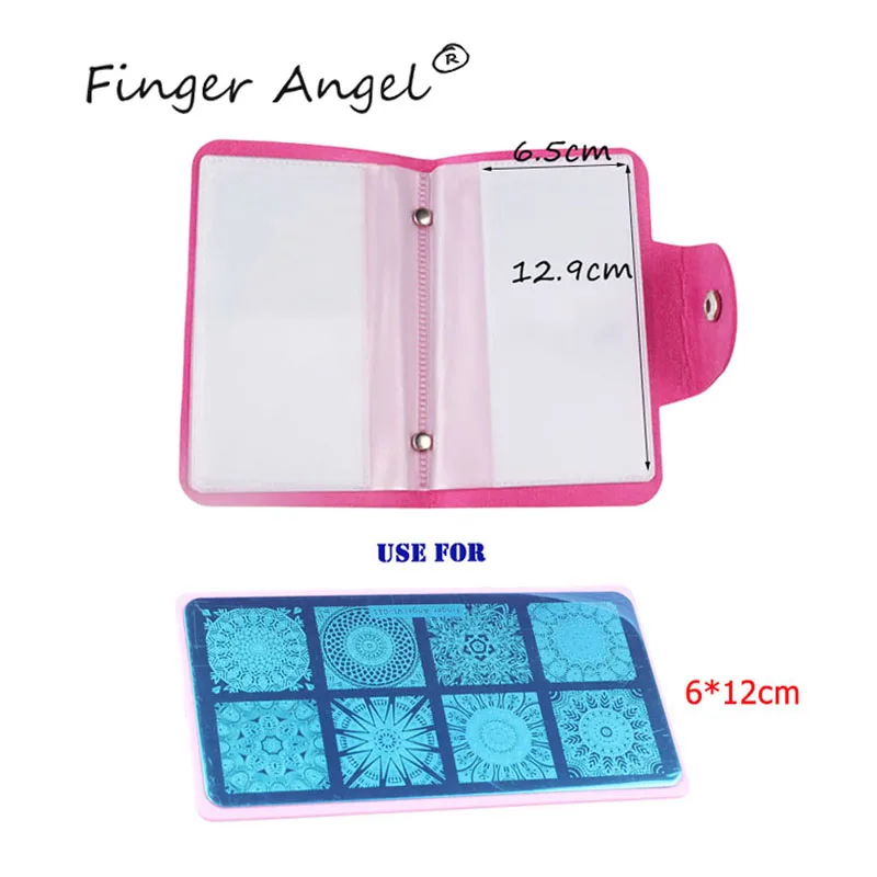 20slots Pink/Blue Nail Art Image Plate Leather Holder/Case For 6X12cm Plate Stencil Polish Nail Stamping Disc Template Album