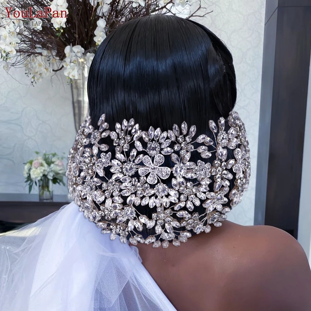 YouLaPan Luxurious Bridal Crown Wedding Headband Bride Hair Accesories Rhinestone Bridal Headwear Alloy Flower Women Tiara HP430