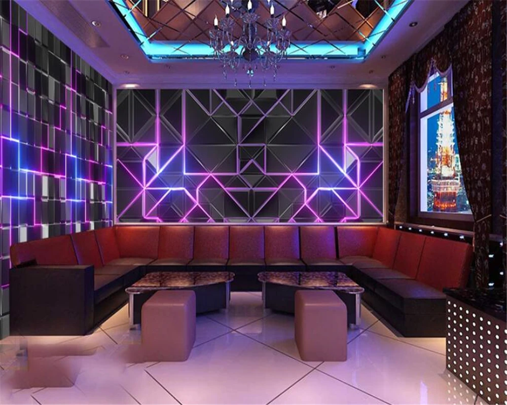 beibehang papier peint Customized technology sense bump geometric dynamic imitation luminous music restaurant KTV bar wallpaper