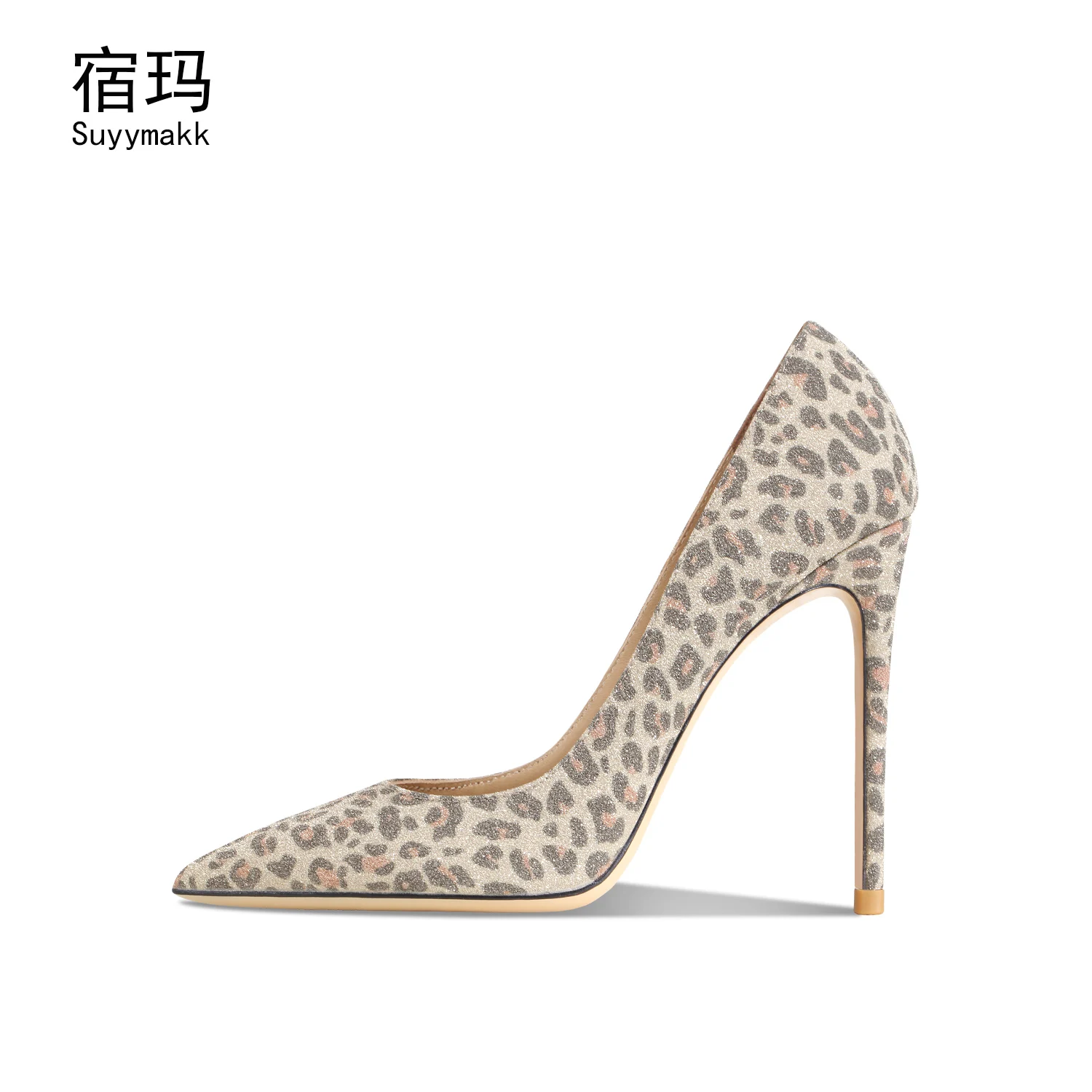 2022 New Leopard Print Suede Brand Pumps Fashion Women High Heel Shoes Pointed Toe Thin Heel Ladies Wedding Shoes 6cm 8cm 10cm