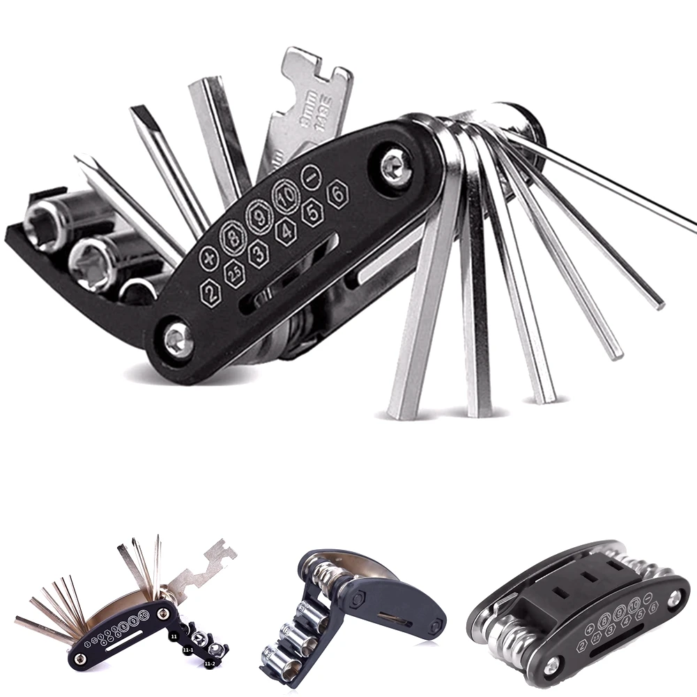 

15 In 1 Multi Usage Motorcycle&Bicycle Repair Tools Kit Hex Wrench Nut Tire Repair Key Screwdriver Socket Extension Rod Tool