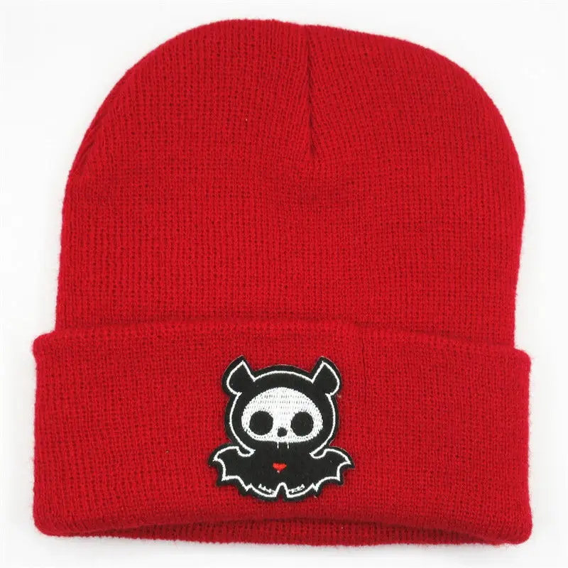 

Cartoon ghost embroidery Thicken knitted hat winter warm hat Skullies cap beanie hat for kid men women 53